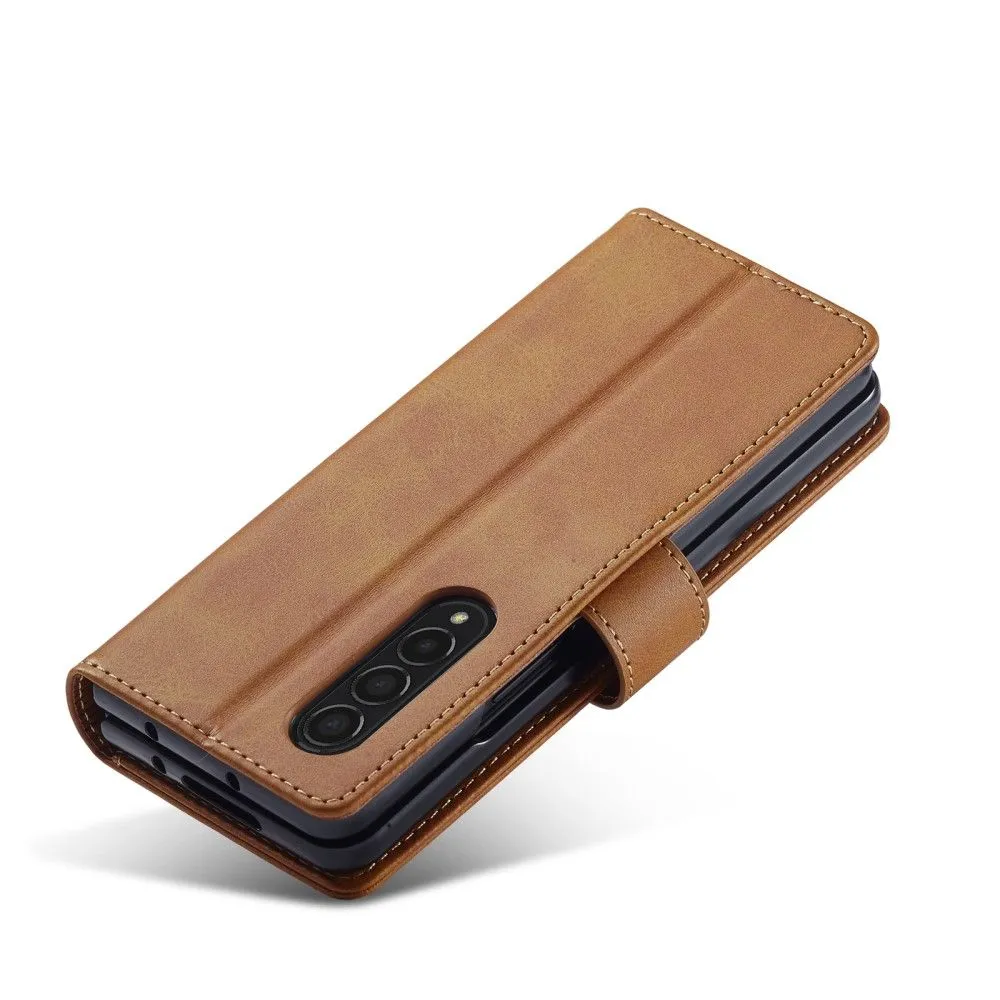 LC.IMEEKE Samsung Galaxy Z Fold3 5G Flip Case - Light Brown