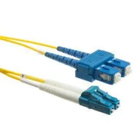 LC/SC Duplex Fiber Optic Patch Cable, OS2 9/125 Singlemode, Yellow Jacket, Blue Connector, 5 meter (16.5 foot)