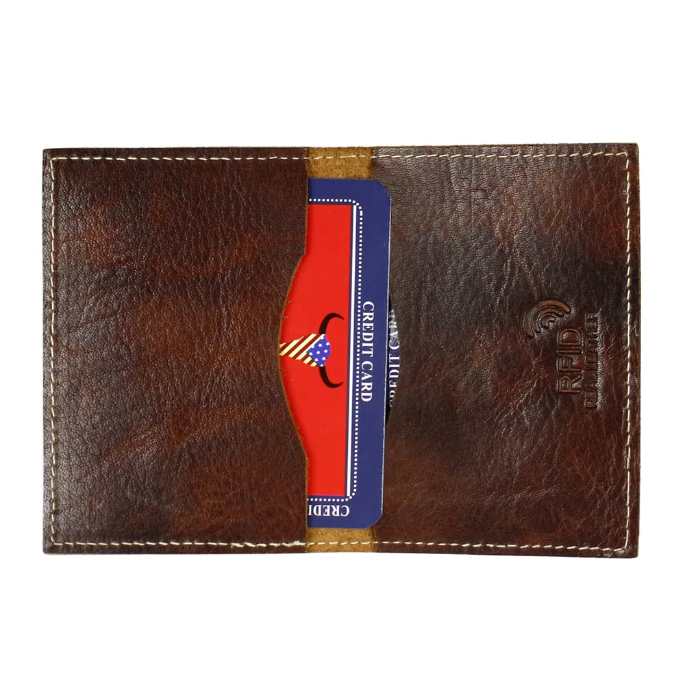 Leather Impressions RFID Hunter Leather Slim Bifold Card Case American Bison