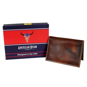 Leather Impressions RFID Hunter Leather Slim Bifold Card Case American Bison