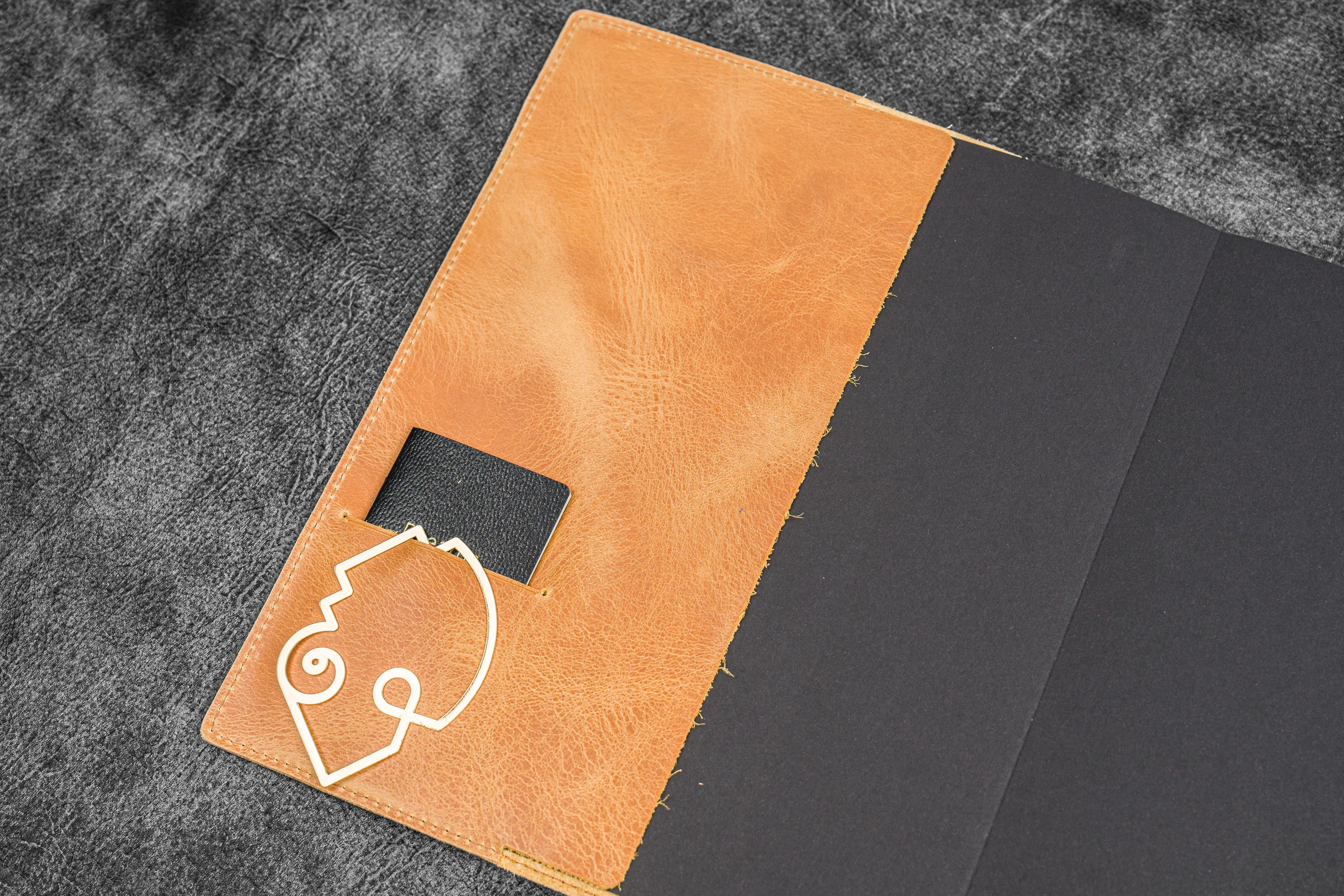 Leather Slim B5 Notebook / Planner Cover - Crazy Horse Honey Ochre