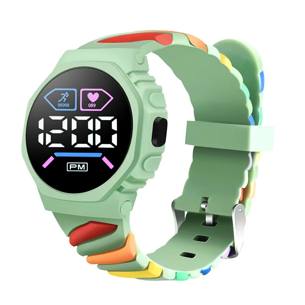 LED Digital Children Kids Watch Wristwatch for Boys Girls Waterproof Silicone Rainbow Kids Student Sport Electronic Watches