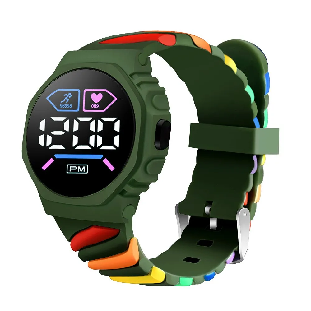 LED Digital Children Kids Watch Wristwatch for Boys Girls Waterproof Silicone Rainbow Kids Student Sport Electronic Watches