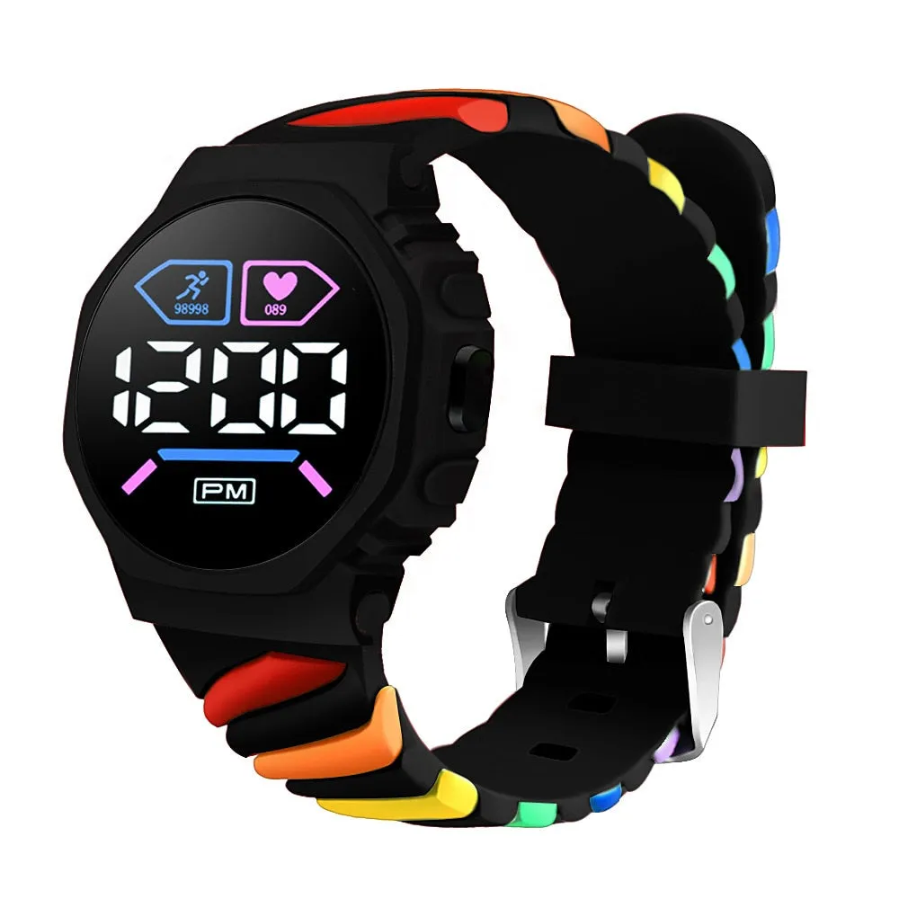 LED Digital Children Kids Watch Wristwatch for Boys Girls Waterproof Silicone Rainbow Kids Student Sport Electronic Watches