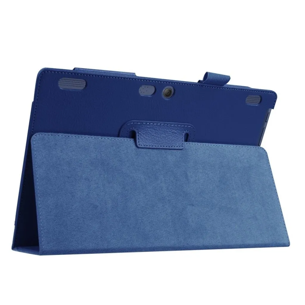 Lenovo Tab 10 TB-X103F litchi skin leather flip case - Dark Blue