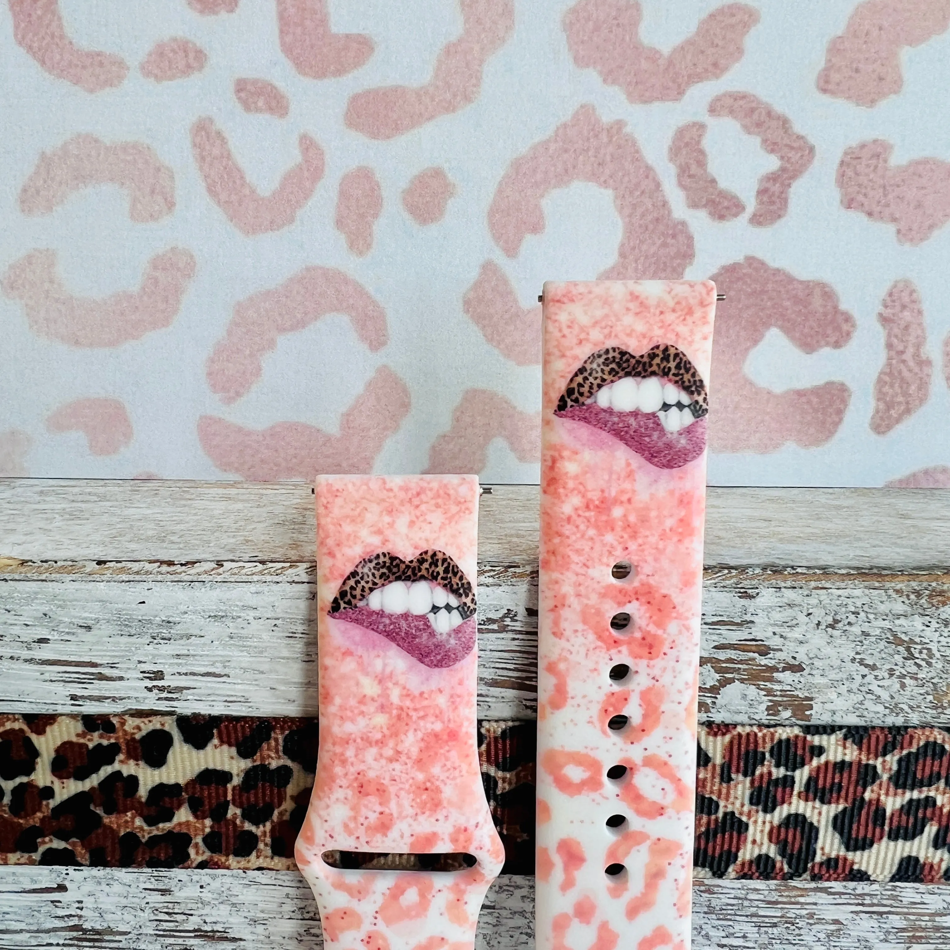 Leopard Blush Kisses Print Silicone Band For Samsung Watch