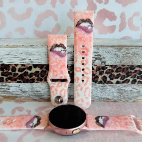 Leopard Blush Kisses Print Silicone Band For Samsung Watch