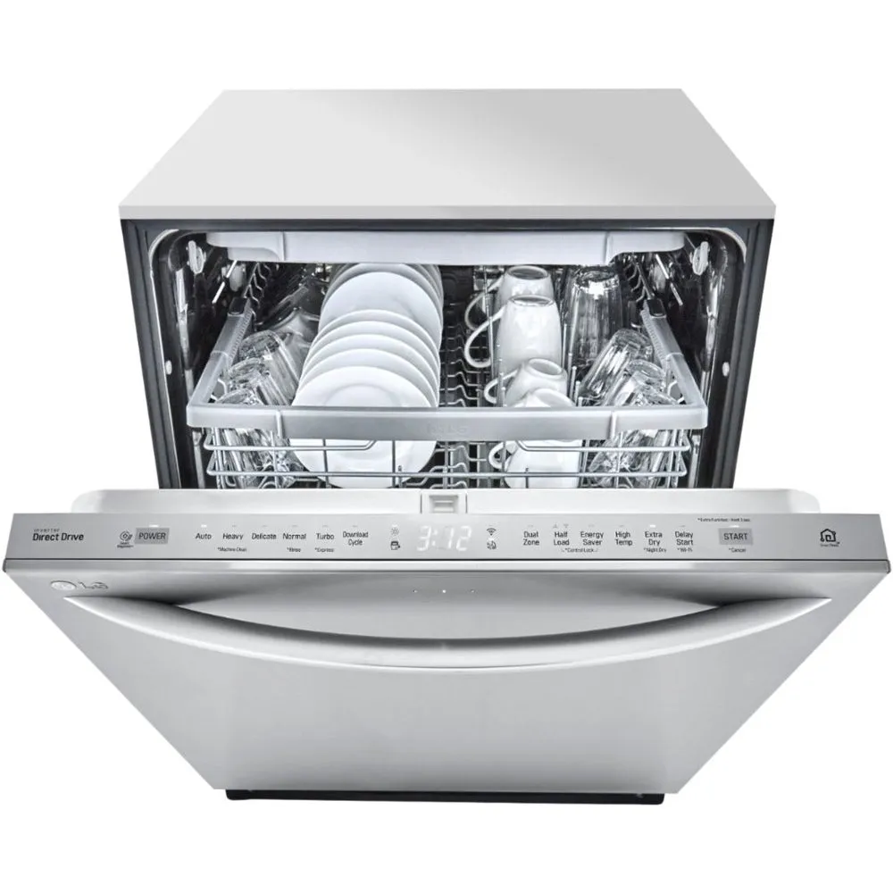 LG - Top Control Smart wi-fi Enabled Dishwasher with QuadWash™ - Stainless steel