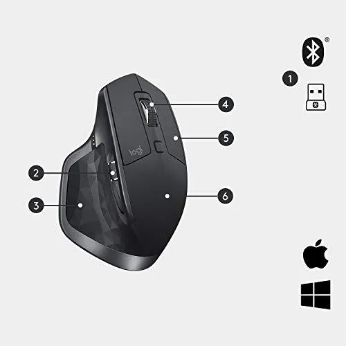 Logitech MX Master 2S Wireless Mouse with FLOW Cross-Computer Control and File Sharing for PC and Mac