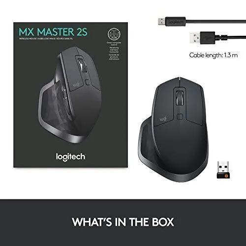 Logitech MX Master 2S Wireless Mouse with FLOW Cross-Computer Control and File Sharing for PC and Mac