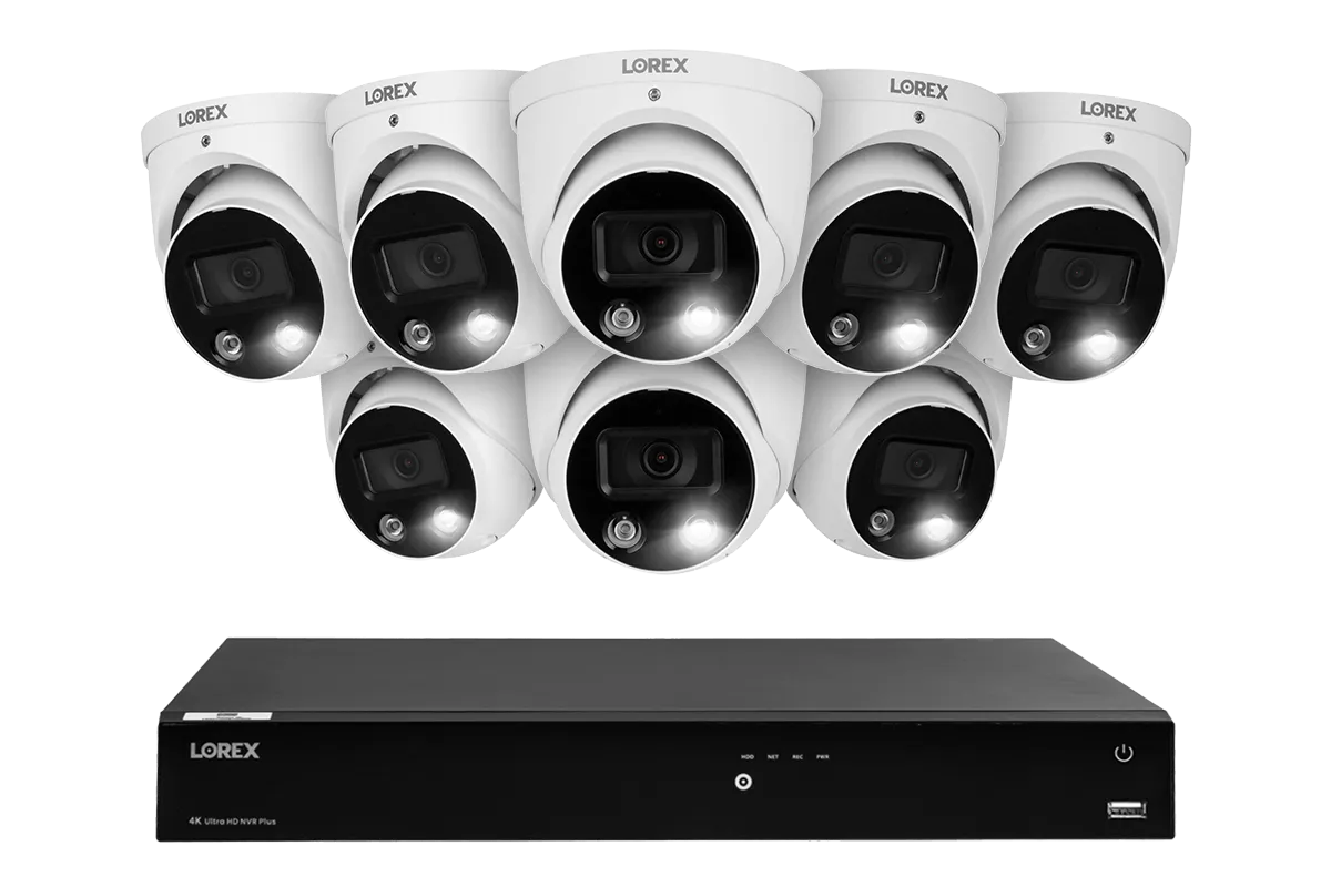 Lorex Fusion 4K (16 Camera Capable) 3TB Wired NVR System with Dome Cameras Featuring Smart Deterrence and Two-Way Talk