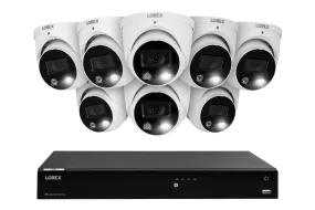 Lorex Fusion 4K (16 Camera Capable) 3TB Wired NVR System with Dome Cameras Featuring Smart Deterrence and Two-Way Talk