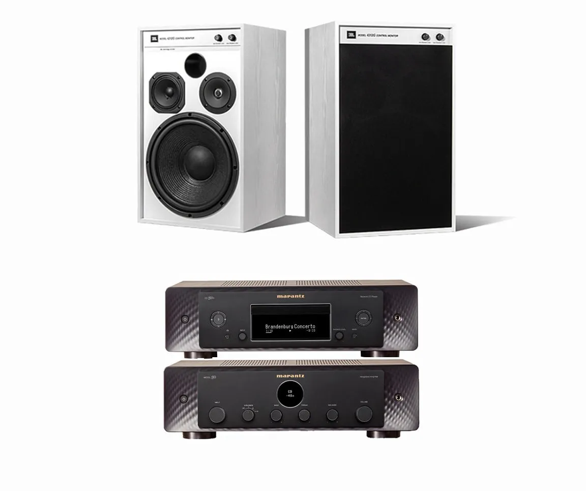 Marantz Model 50 Amplifier & CD 50n CD Player Black with JBL 4312G Studio Monitor Speakers Pair Ghost Edition Hi-Fi Package