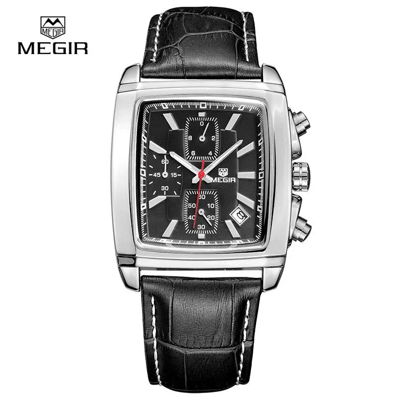 MEGIR new casual brand watches men hot fashion sport wristwatch man chronograph leather watch for male luminous calendar hour