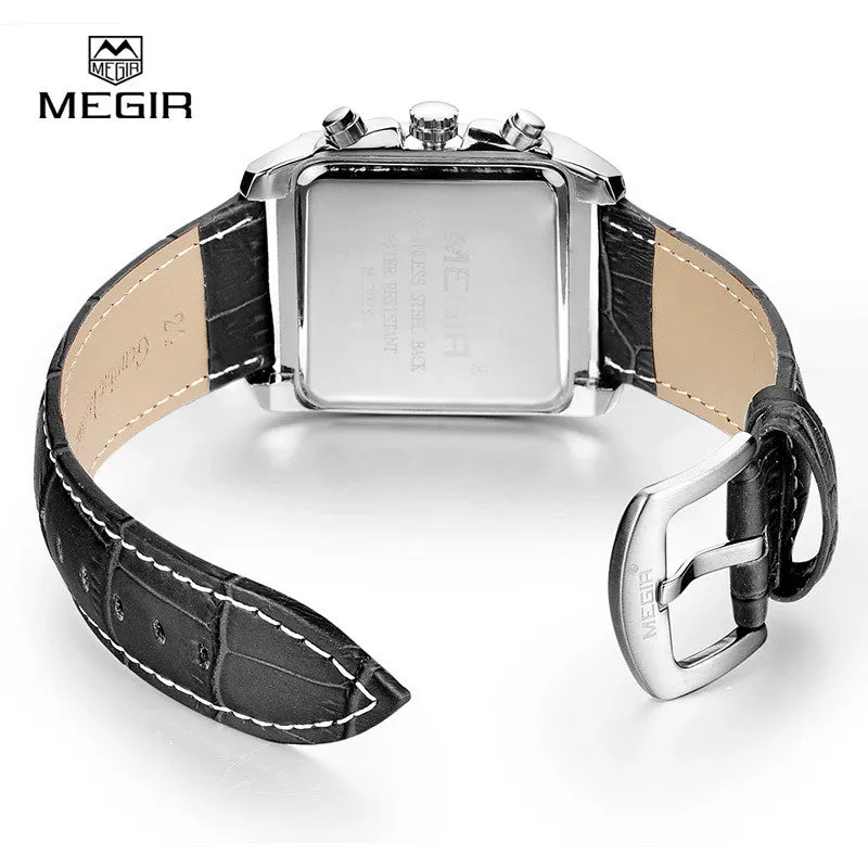 MEGIR new casual brand watches men hot fashion sport wristwatch man chronograph leather watch for male luminous calendar hour