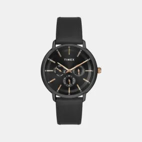 Men Quartz Black Dial Multi-Function Leather Watch TWEG22003