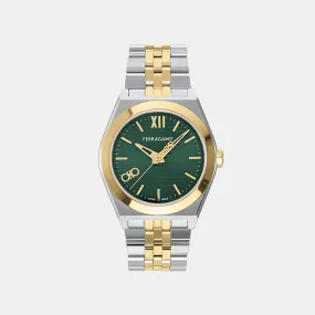 Men Quartz Green Dial Analog Stainless Steel Watch SFKI00524