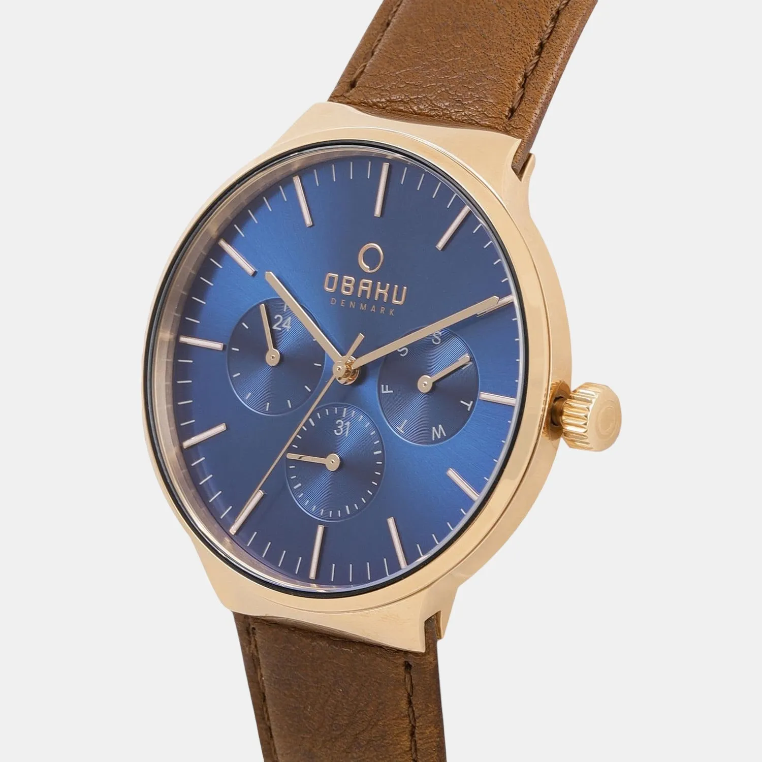 Men's Blue Analog Leather Watch V229GMVLRN