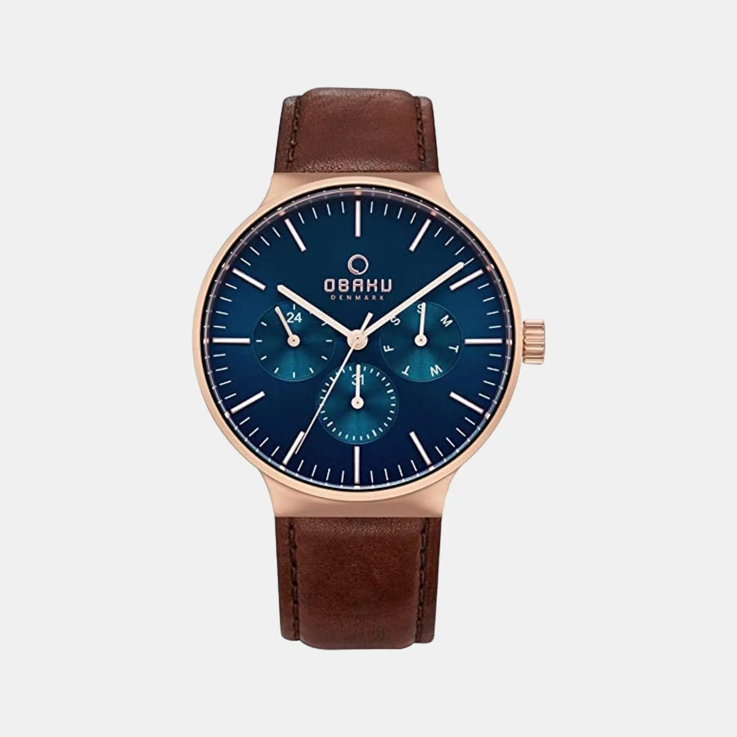 Men's Blue Analog Leather Watch V229GMVLRN