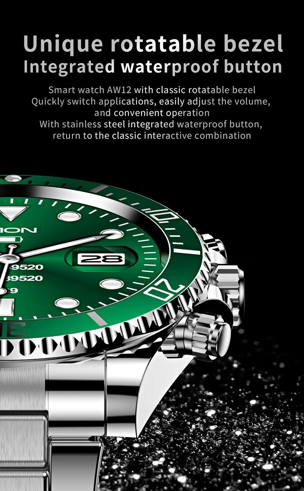 Men's Watch Steel Strap BT Call Smart Watch Rolex Style Business Sports Smart Watch | AW-12