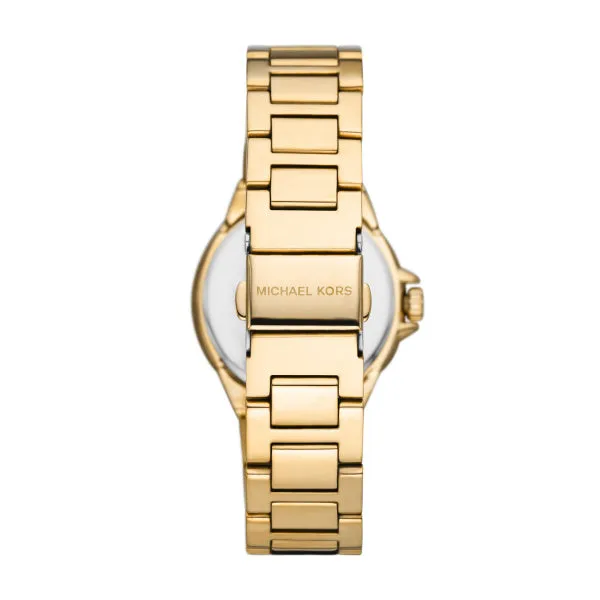 Michael Kors Camille Ladies Gold-Toned Watch Silver Sunray Dial