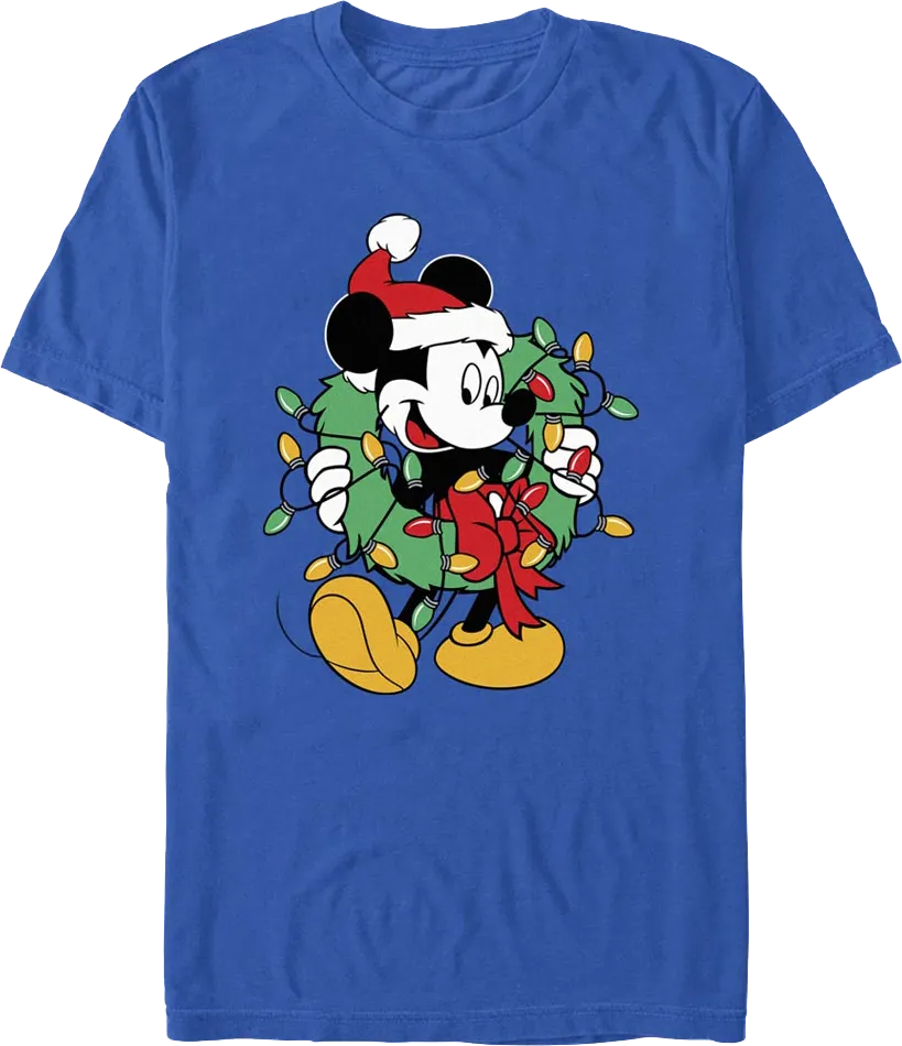 Mickey Mouse Christmas Wreath Disney T-Shirt