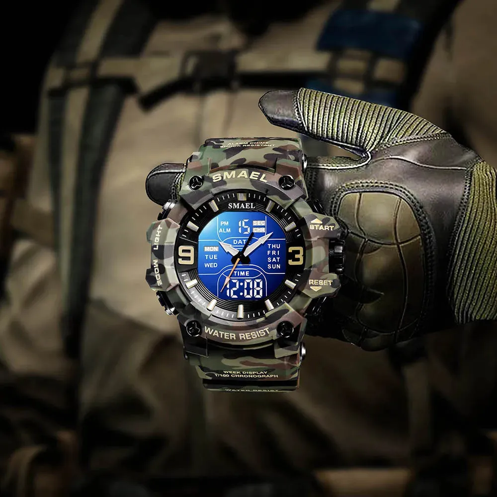 Military Watches Men Sport  Watch Waterproof Alarm Clock Dual Time Wristwatches Digital 8049B Army Watches Military