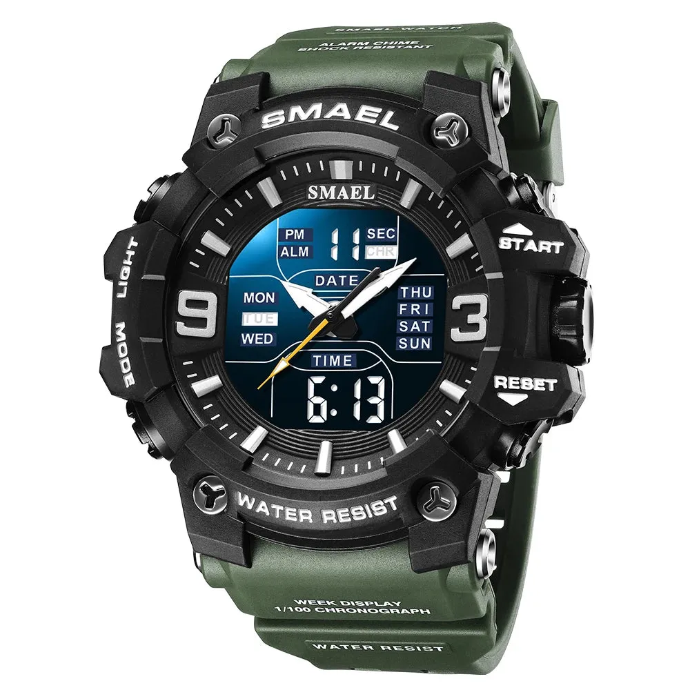 Military Watches Men Sport  Watch Waterproof Alarm Clock Dual Time Wristwatches Digital 8049B Army Watches Military