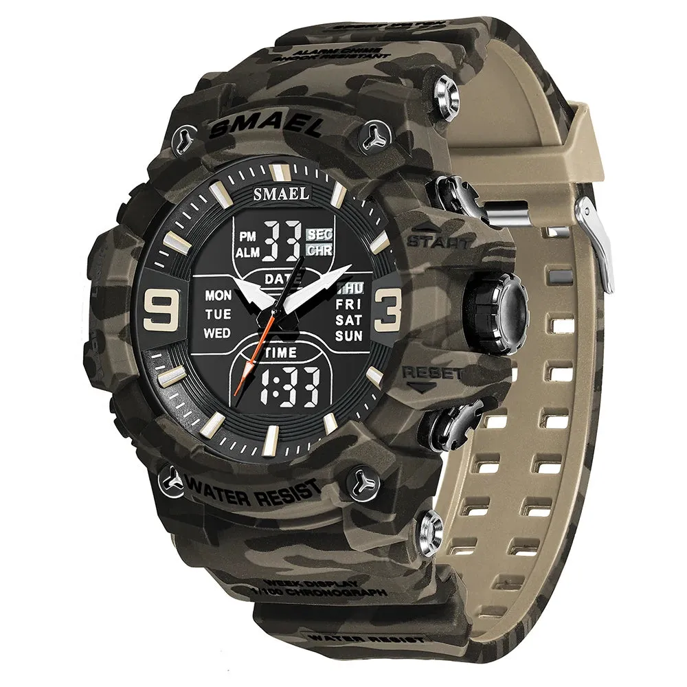 Military Watches Men Sport  Watch Waterproof Alarm Clock Dual Time Wristwatches Digital 8049B Army Watches Military