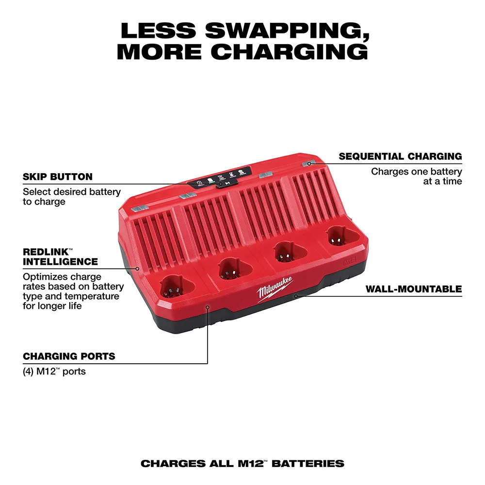 Milwaukee 48-59-1204 M12 Four Bay Sequential Charger