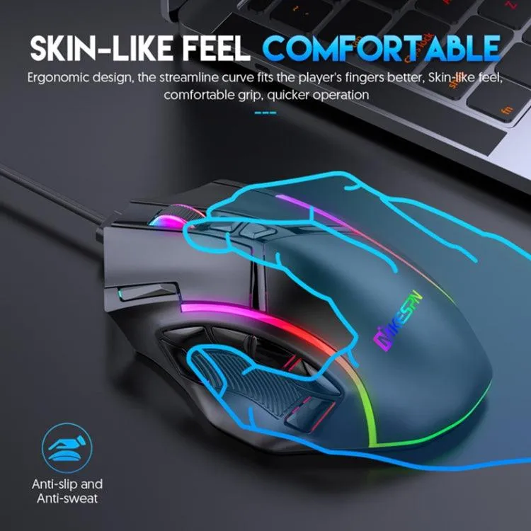 MKESPN X15 High-Performance RGB Wired Gaming Mouse with 12 Programmable Buttons and 12800 DPI