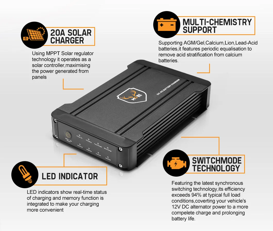 Mobi 12V 20A DC to DC Battery Charger Dual Battery System MPPT