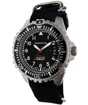 Momentum M-Ocean Black Dive Watch w/Re-Ply Sport Band Nylon Webbed Band