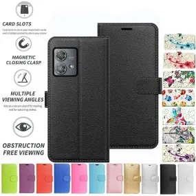 Motorola Moto Edge 40 Neo Case Cover Flip Folio Leather Wallet Credit Card Slot