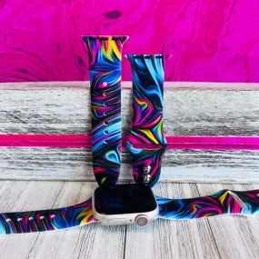 Neon Taffy Print Silicone Band For Apple Watch