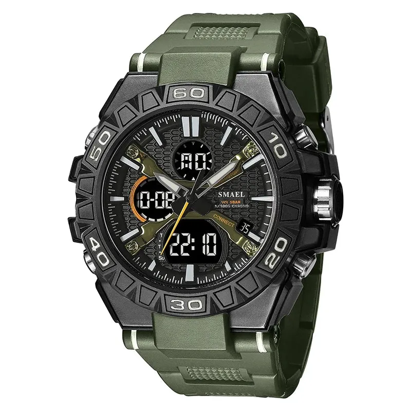 New Men Fashion Watches Quartz Watch Waterproof 50M Man Digital Watch Led 8071 Smael Brand Watch Military Sports Dual Display