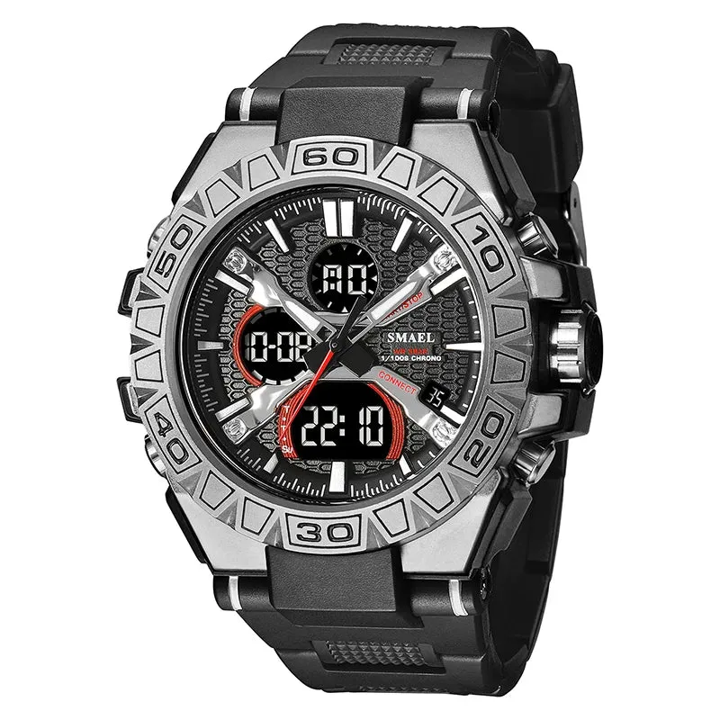 New Men Fashion Watches Quartz Watch Waterproof 50M Man Digital Watch Led 8071 Smael Brand Watch Military Sports Dual Display