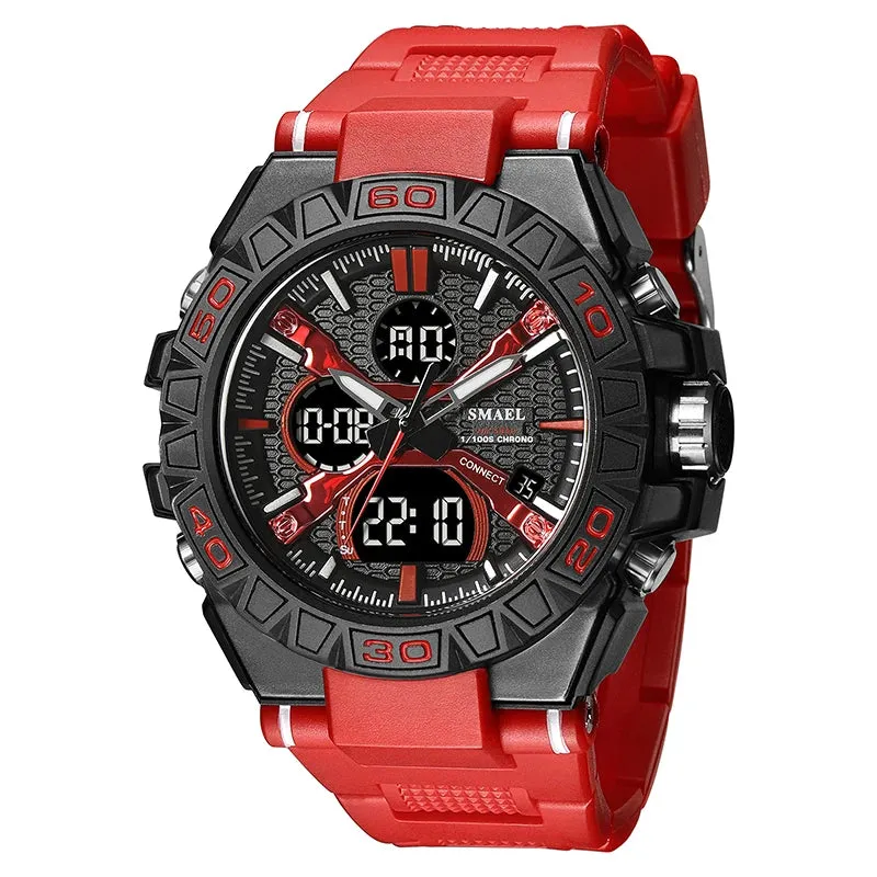 New Men Fashion Watches Quartz Watch Waterproof 50M Man Digital Watch Led 8071 Smael Brand Watch Military Sports Dual Display