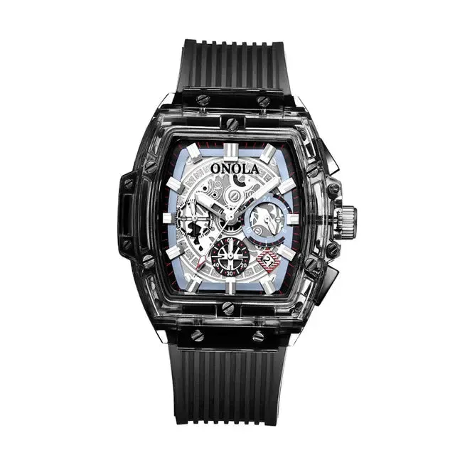 ONOLA Luxury Brand Square Dial Transparent Plastic Watch Men Women S4652212