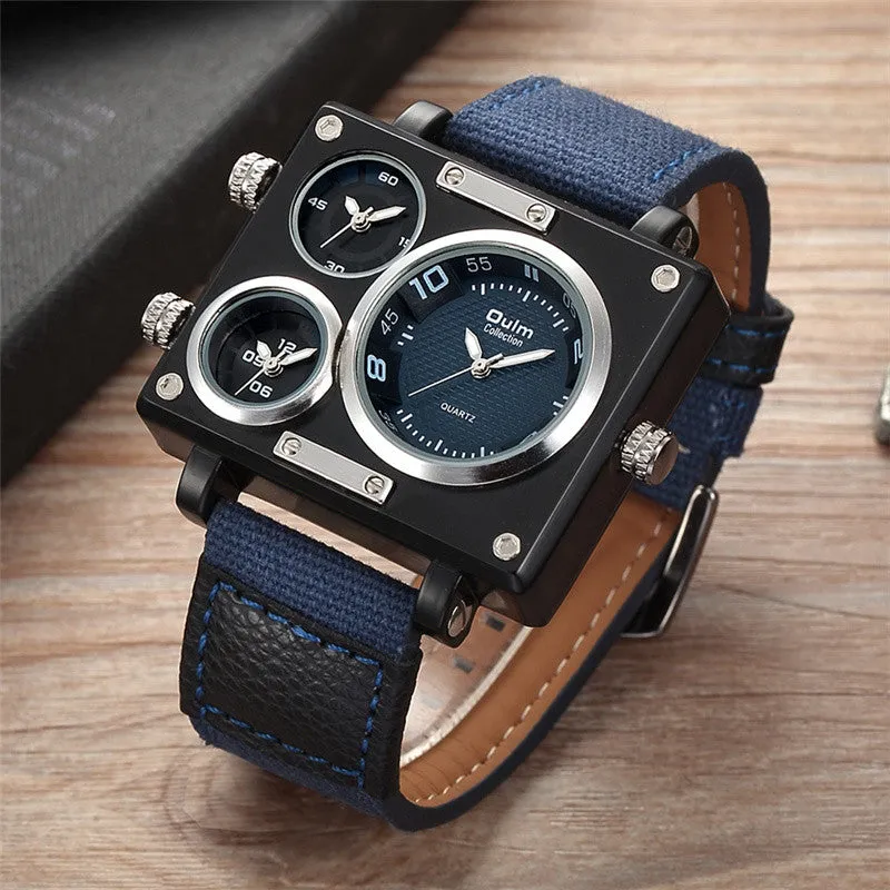 Oulm Fabric Strap Male Square Watch Mens Watches Top Brand Luxury Watches Famous Brand Designer Clock Casual Man