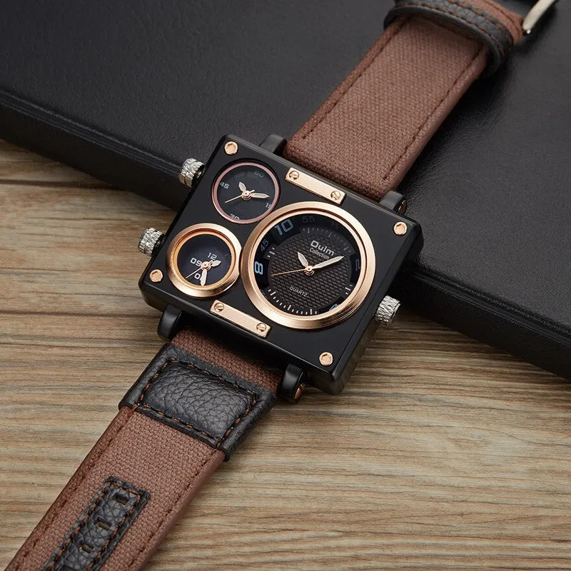 Oulm Fabric Strap Male Square Watch Mens Watches Top Brand Luxury Watches Famous Brand Designer Clock Casual Man