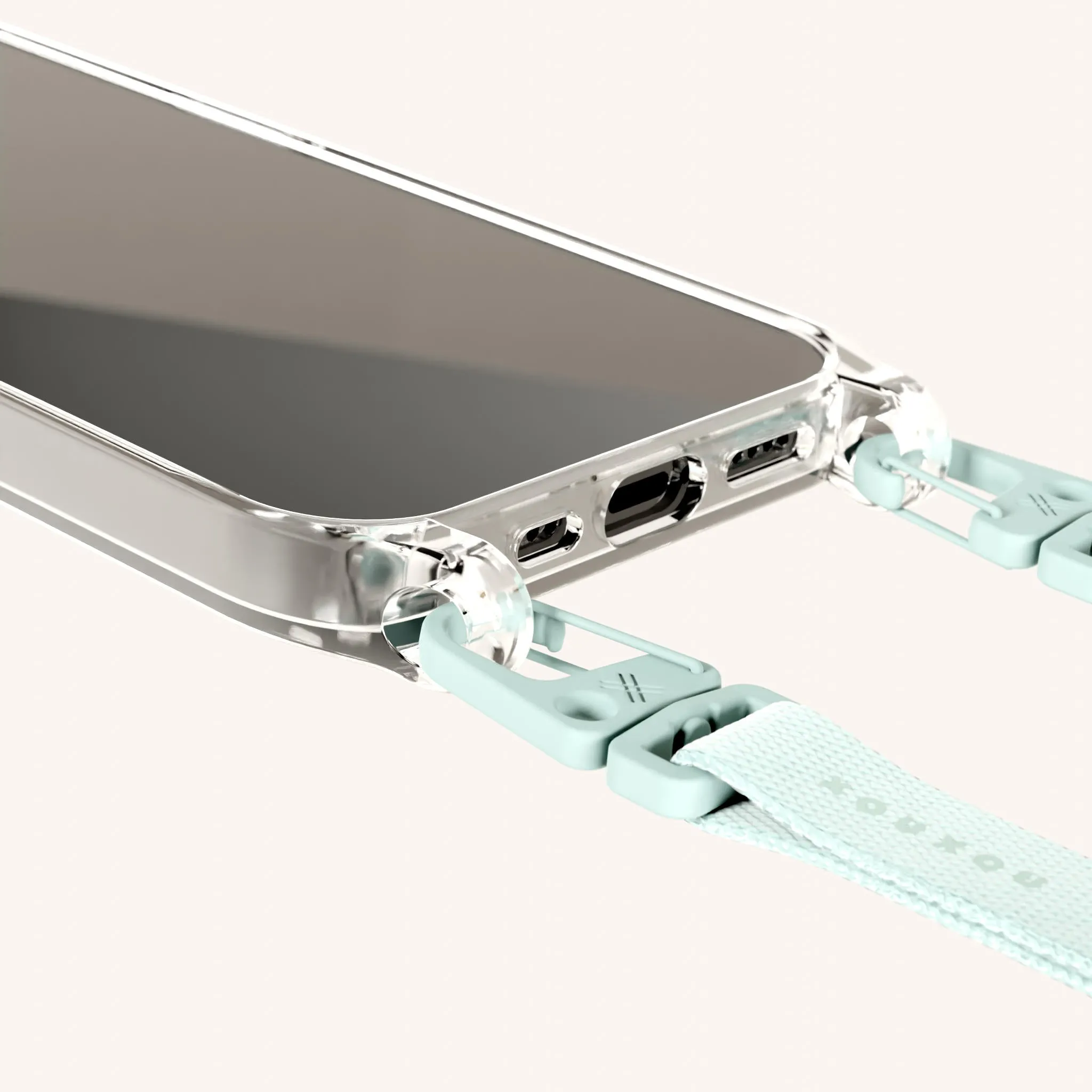 Phone Necklace with Slim Lanyard in Clear   Azzurro