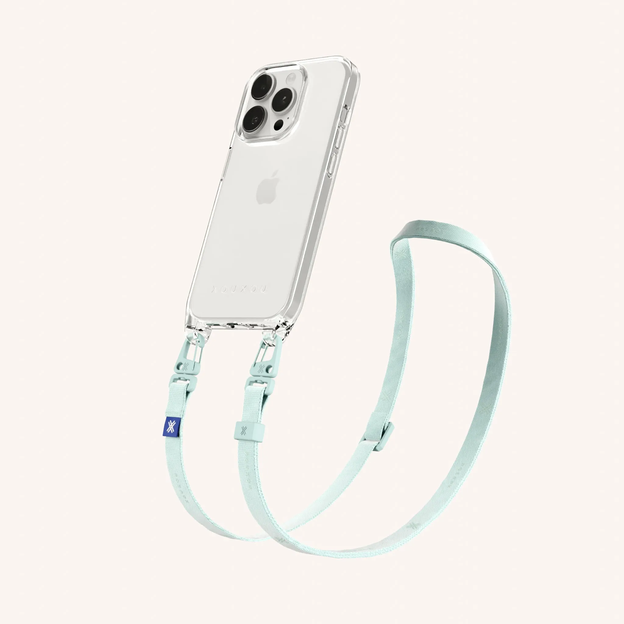 Phone Necklace with Slim Lanyard in Clear   Azzurro