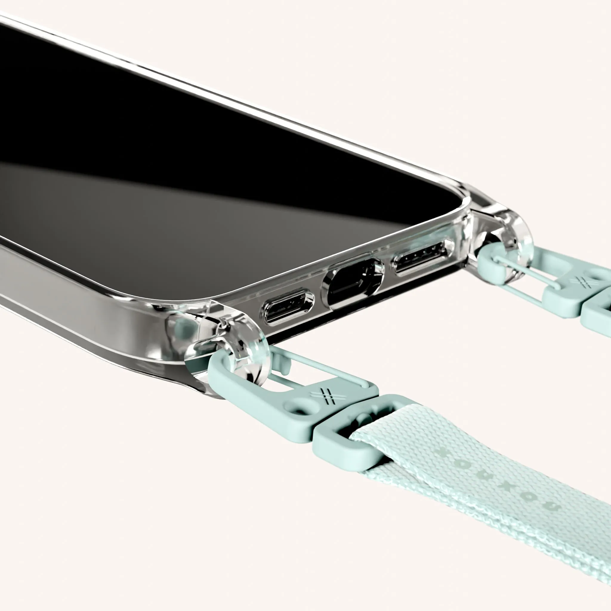 Phone Necklace with Slim Lanyard in Clear   Azzurro