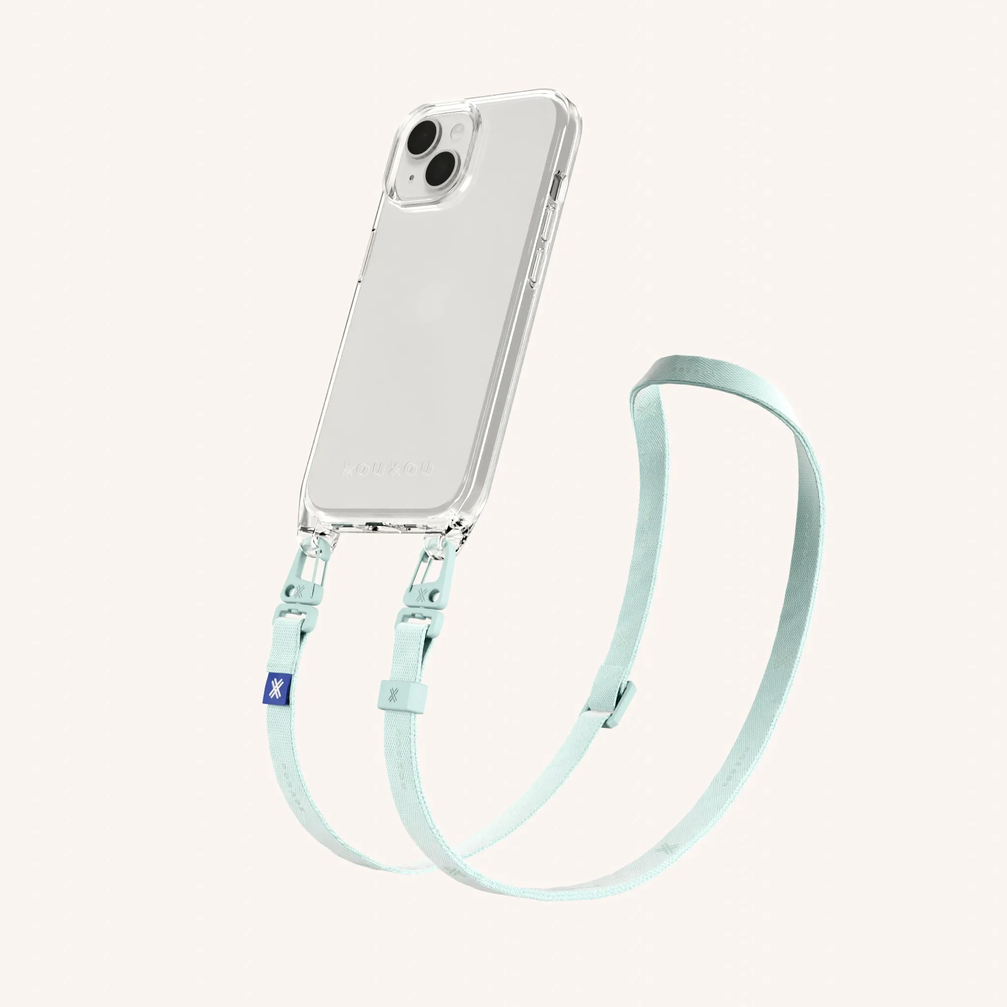 Phone Necklace with Slim Lanyard in Clear   Azzurro