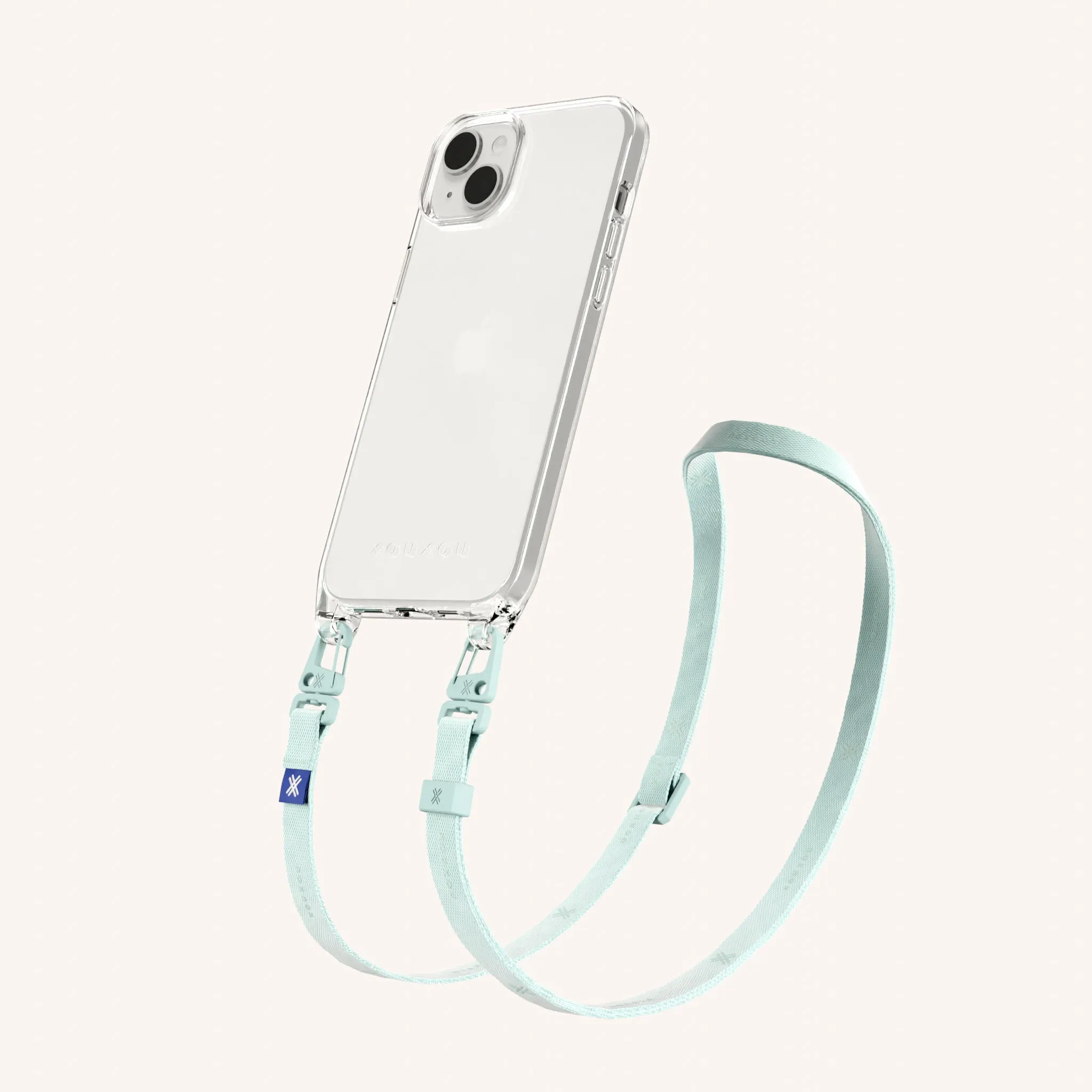 Phone Necklace with Slim Lanyard in Clear   Azzurro