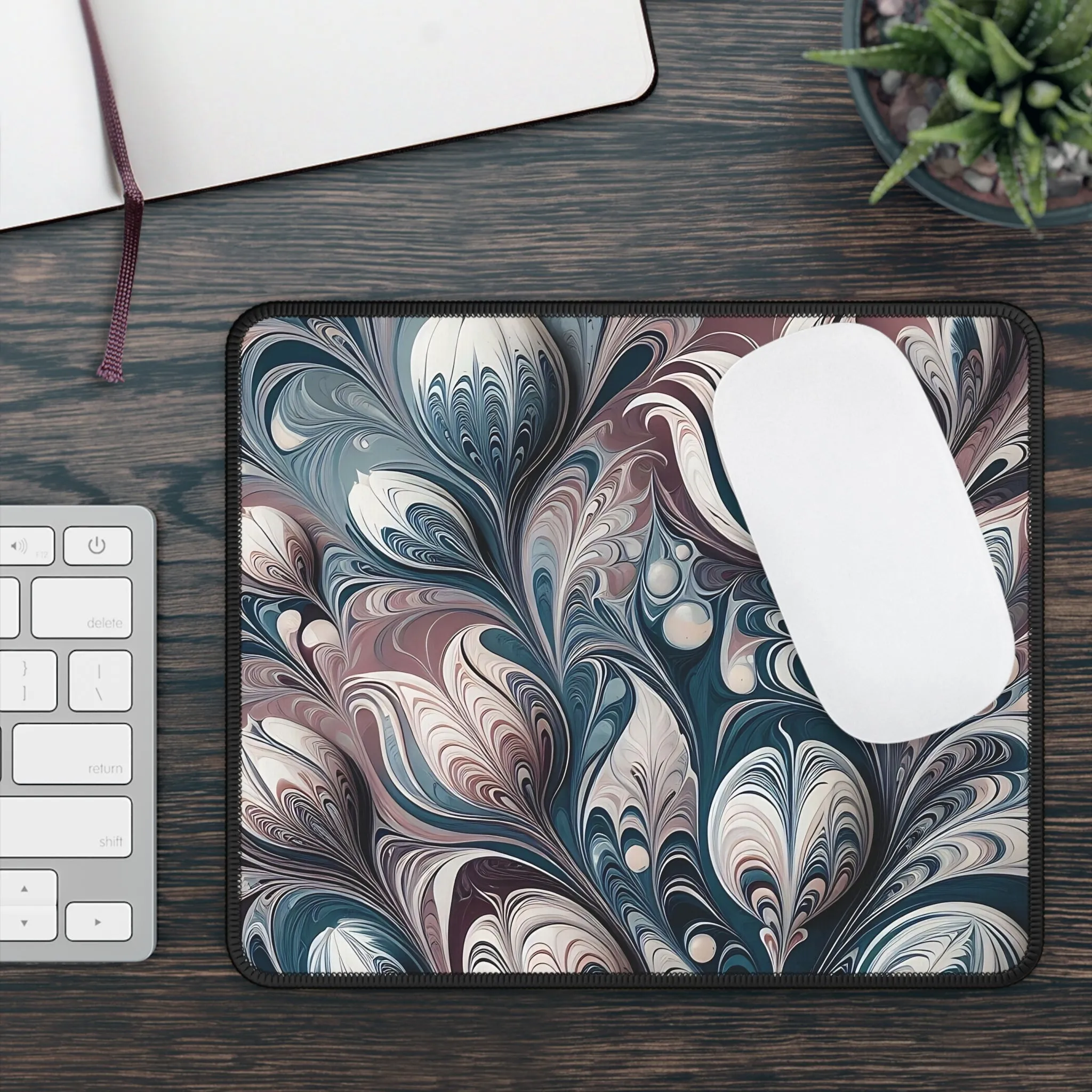 Pink, blue and purple colors pastel tones tulip patterned marbling art Gaming Mouse Pad