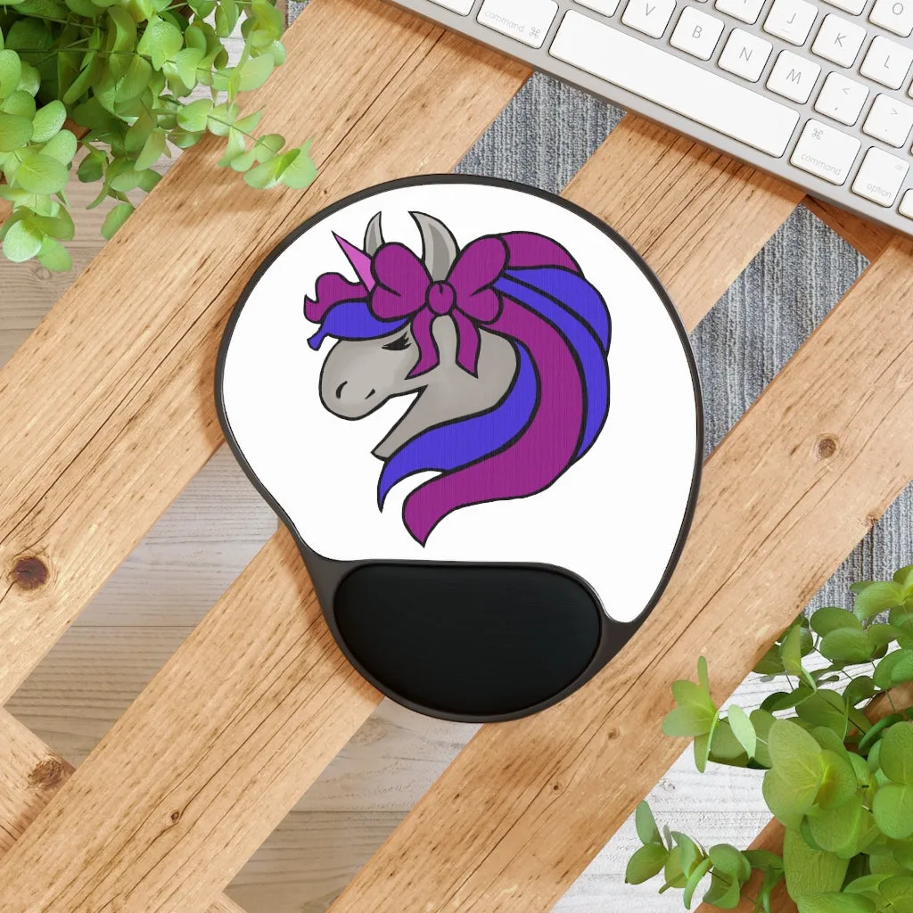 Purple Blue Unicorn Head Mouse Pad With Wrist Rest