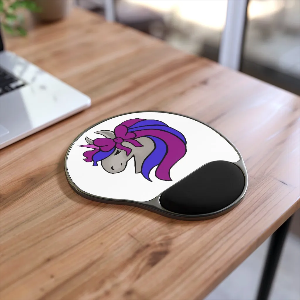 Purple Blue Unicorn Head Mouse Pad With Wrist Rest