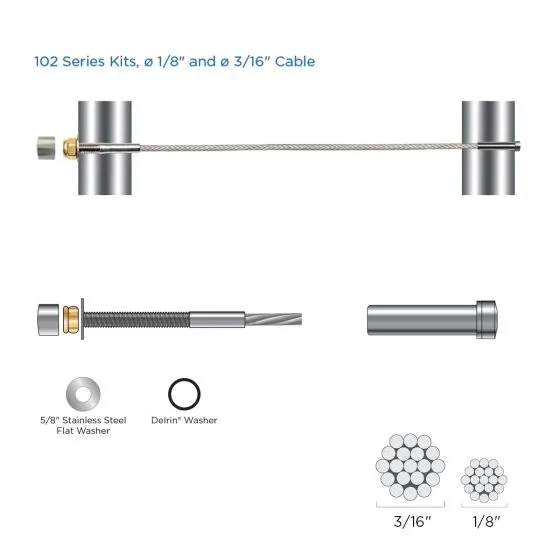 RailFX® Cable Rail Kits | 102 Series | Ø 3/16" Cable | Through-Post | Metal Post Applications